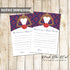 Purple Red Damask Bridal Shower Advice Cards