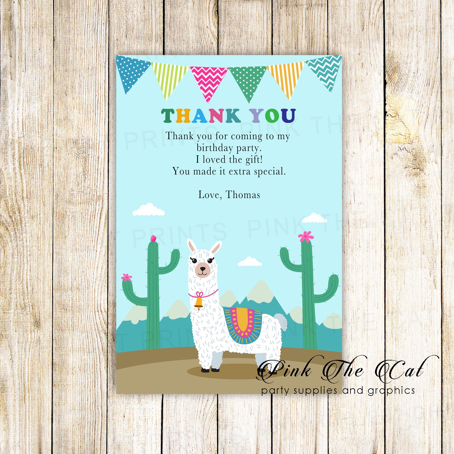 Alpaca Llama Thank You Card Printable