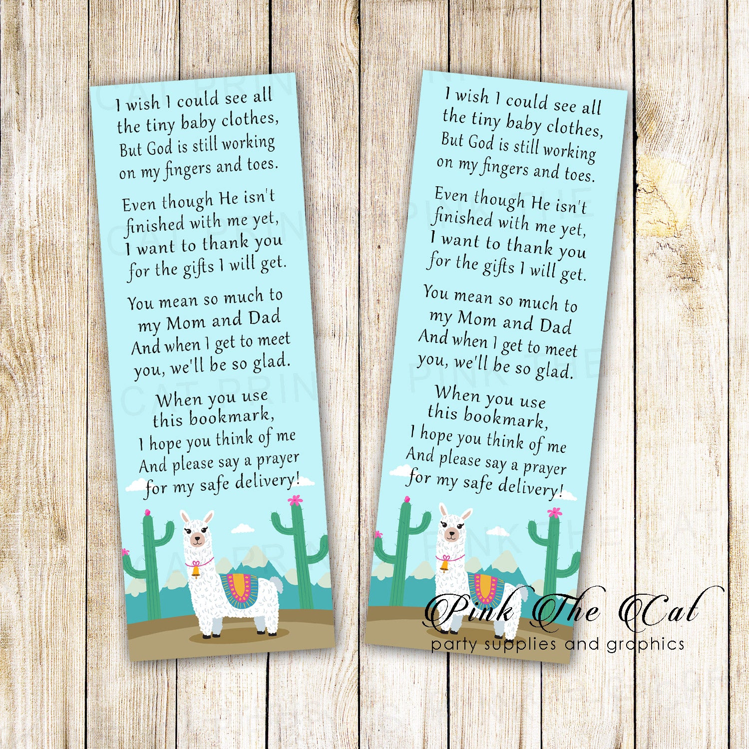 50 bookmarks llama alpaca baby shower favors