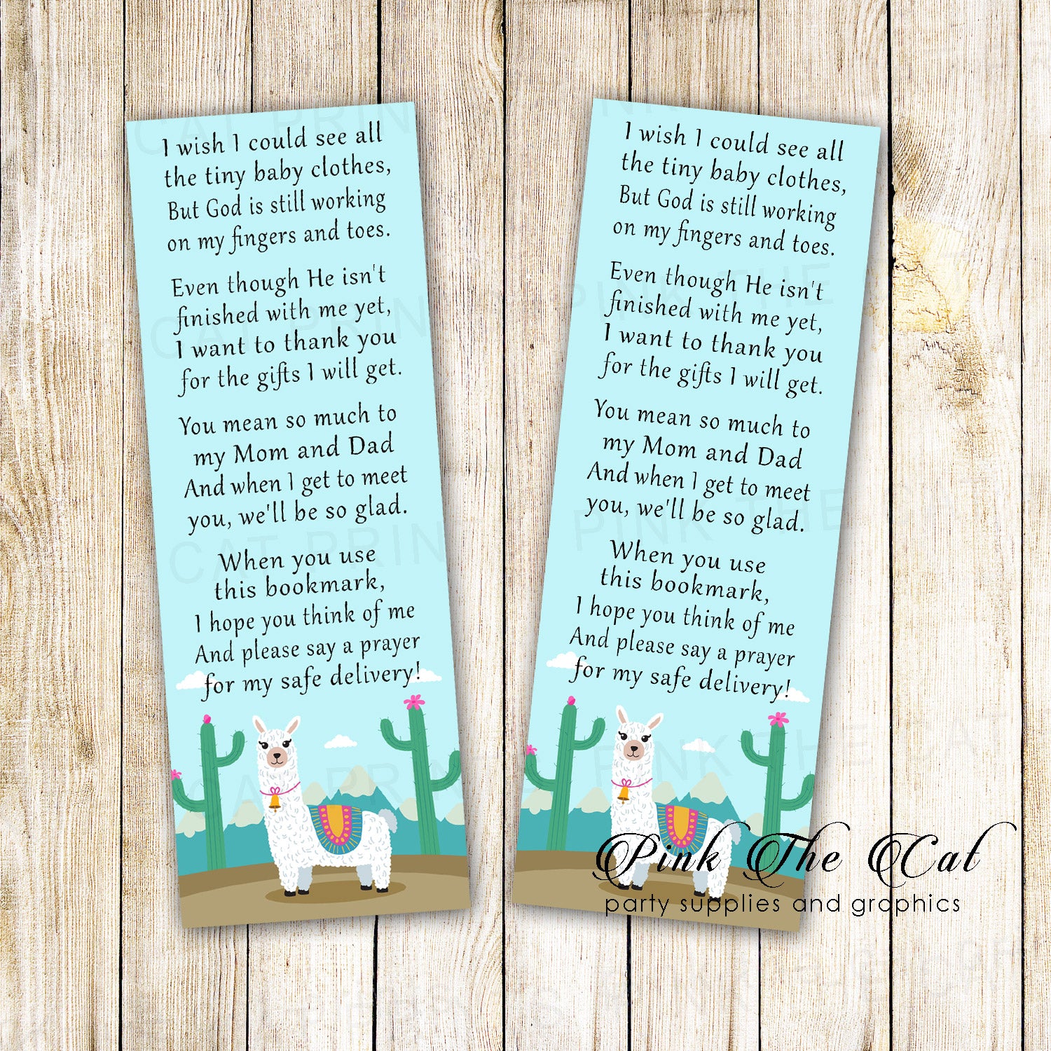 50 bookmarks llama alpaca baby shower favors