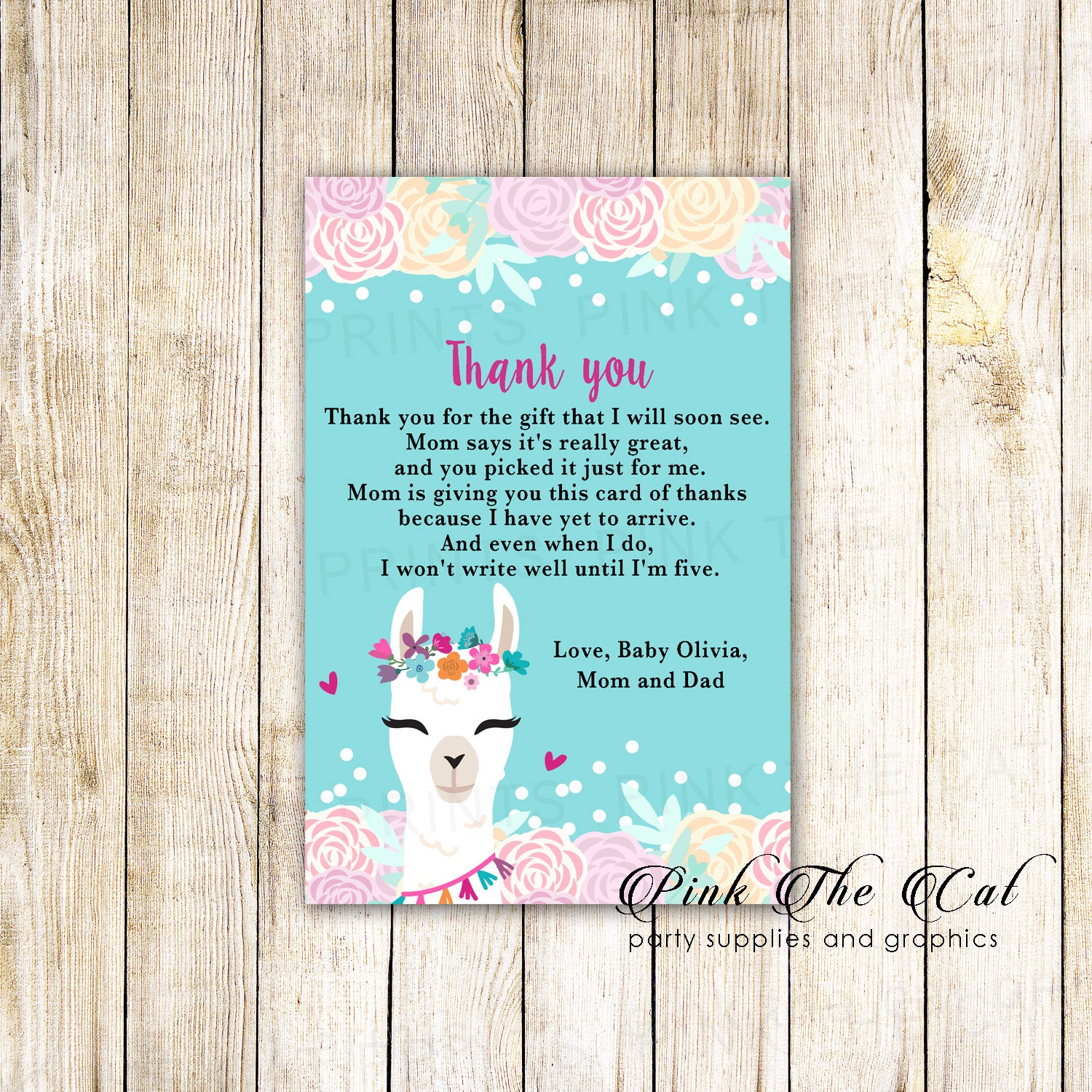 30 thank you cards alpaca face llama with envelopes birthday baby shower