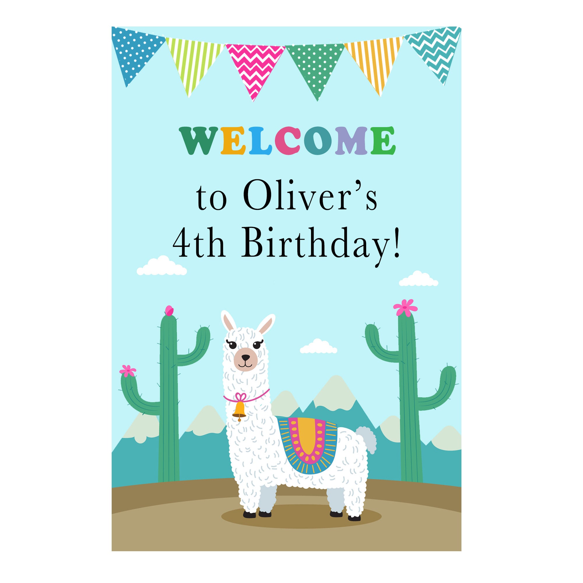Printed alpaca welcome sign birthday baby shower