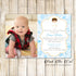 30 invitations boy baptism christening blue angel photo card