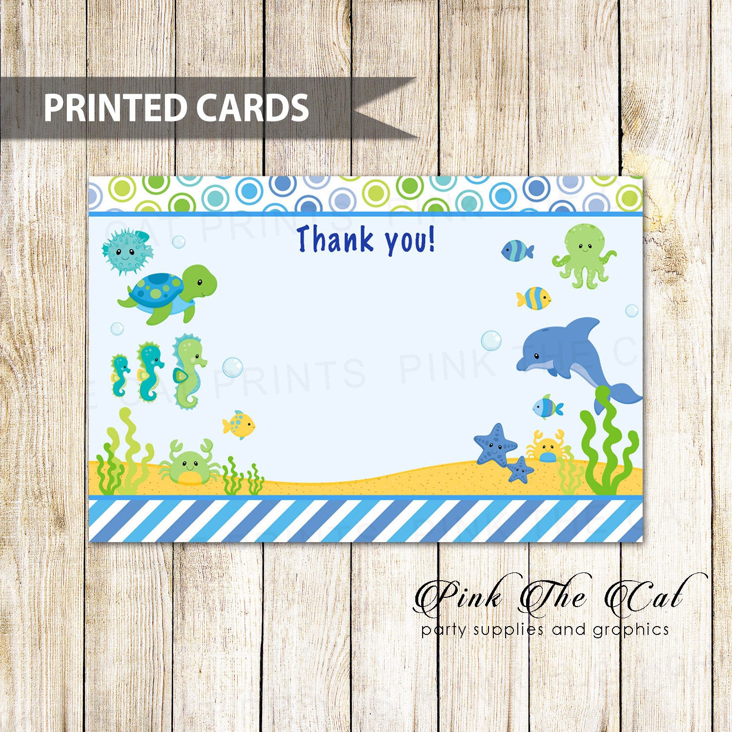 30 thank you cards blank under the sea aquarium + envelopes