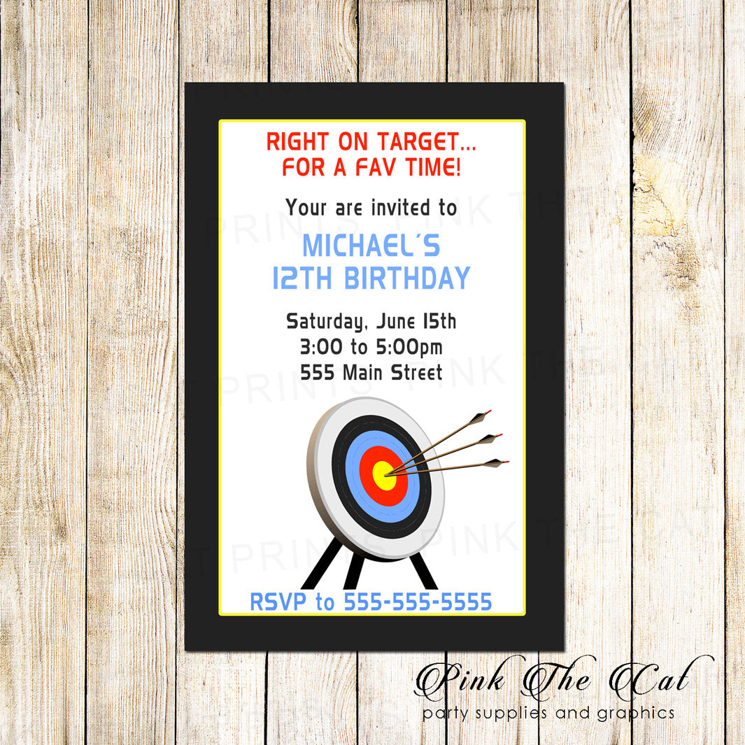 30 invitations archery kids boy birthday party 