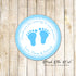 40 Stickers Footprints Baby Shower Favor Label Sticker Blue Boy
