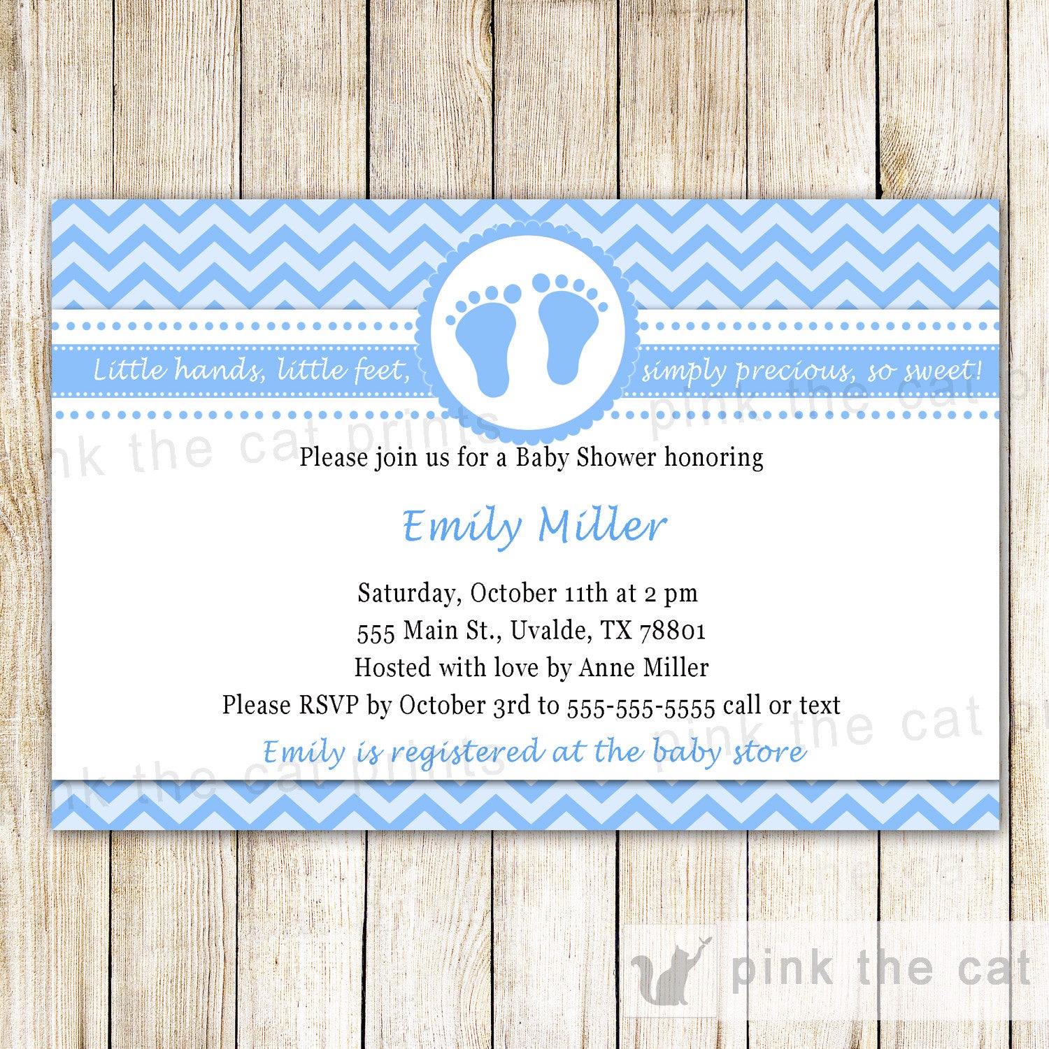 baby boy shower invitation blue chevron