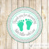 Mint Green Gray Gift Favor Tag Label Unisex Baby Shower Sticker