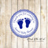 Footprints Baby Shower Favor Label Sticker Navy Blue Printable