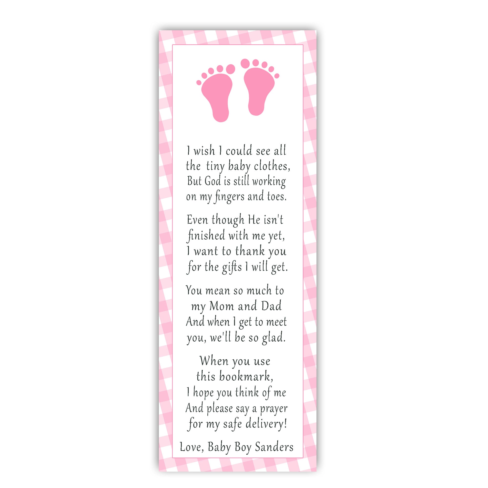 Bookmarks gingham baby shower printable