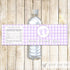 Lavender Purple Gingham Bottle Label Wrapper Baby Girl Shower