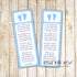 50 bookmarks boy baby shower blue