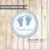 Footprints Baby Shower Favor Labels Blue Brown