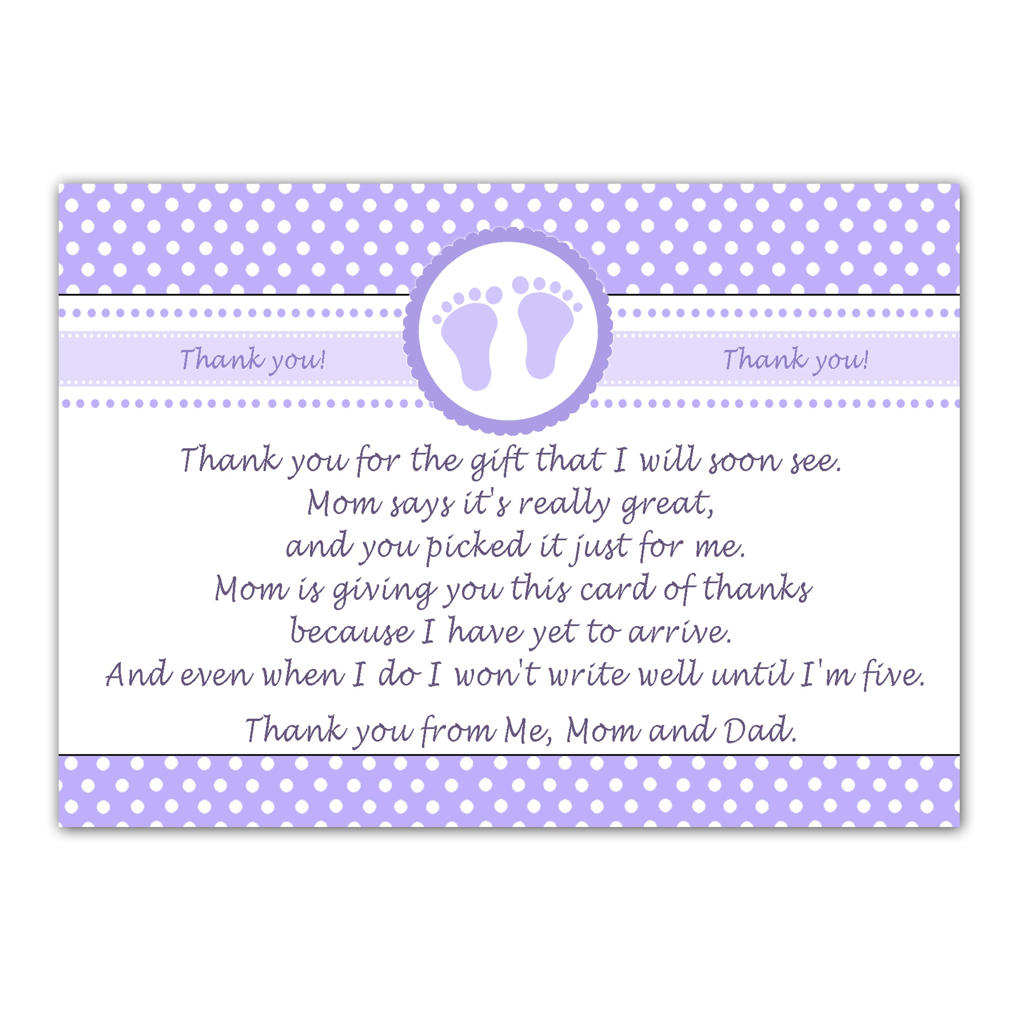 30 thank you cards girl baby shower lavender 