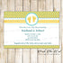 Footprints Invitation Baby Shower Turquoise Yellow printed