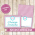 Buffet Food Label Place Seating Name Card Pink Stripes Baby Girl Shower