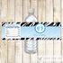 Baby Boy Shower Water Bottle Label Wrapper Blue Zebra Feet
