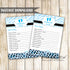 Wishes for Baby Card Blue Black Zebra Footprints Template