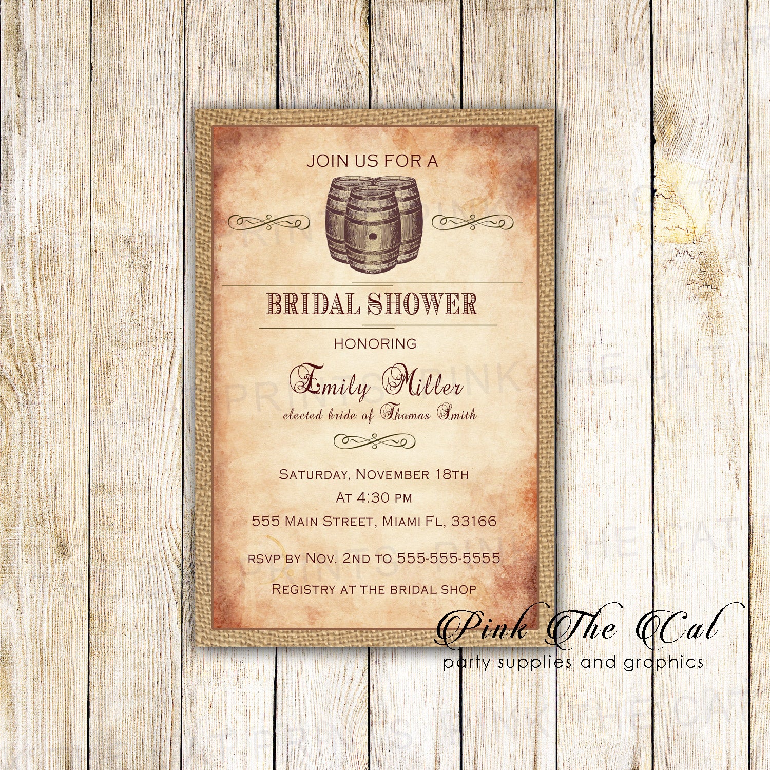 Barrel Invitations Vintage Bridal Shower