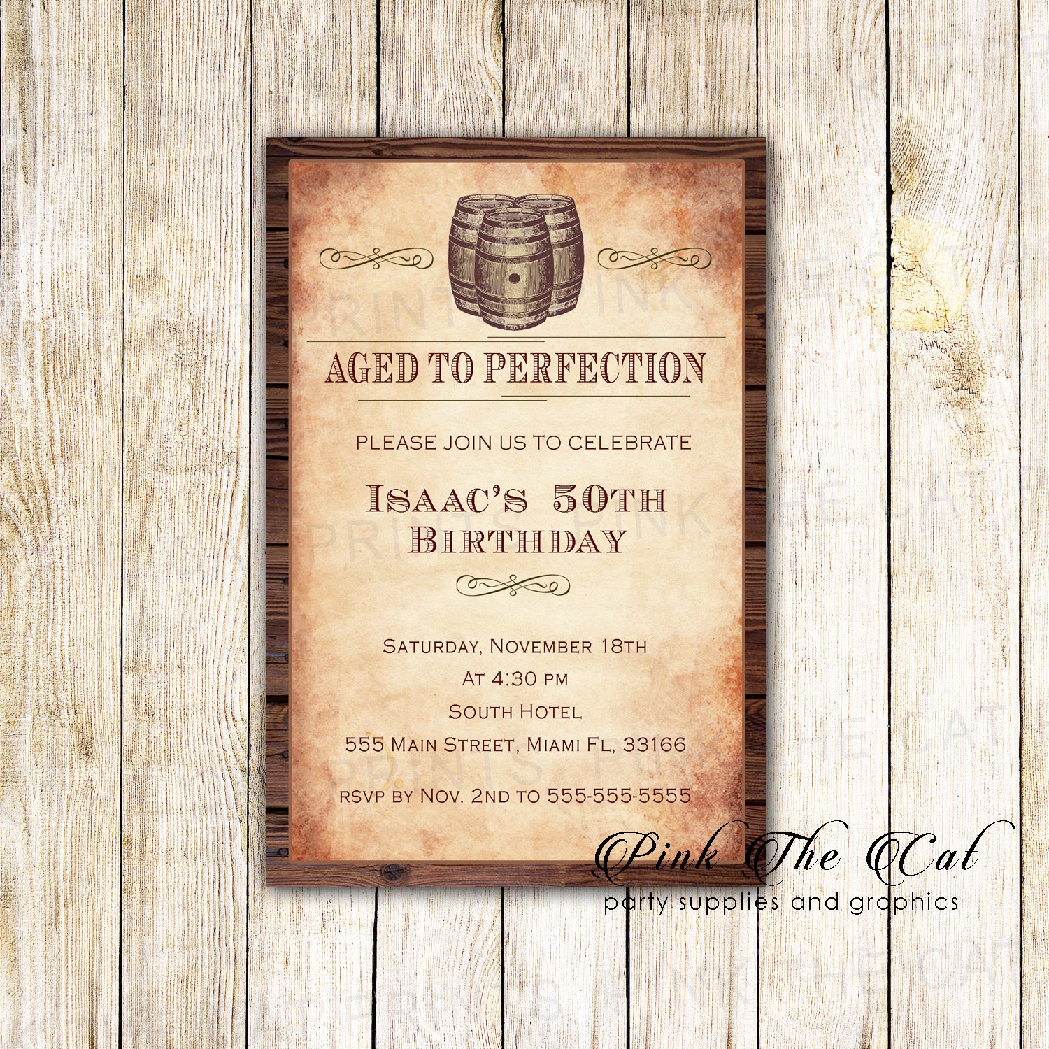 Barrel Invitations Vintage Birthday Party