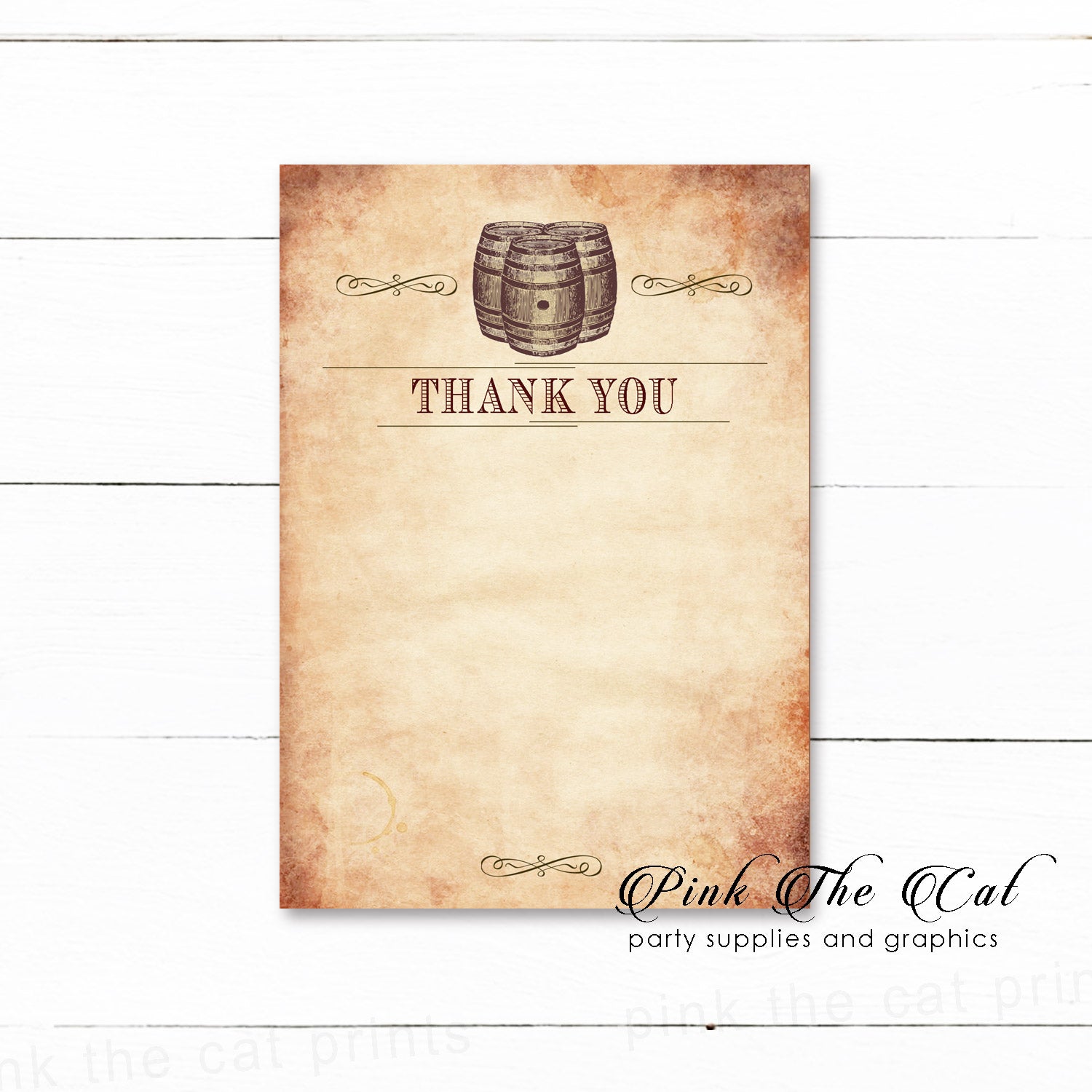 30 thank you cards blank vintage rustic wine barrel with envelopes