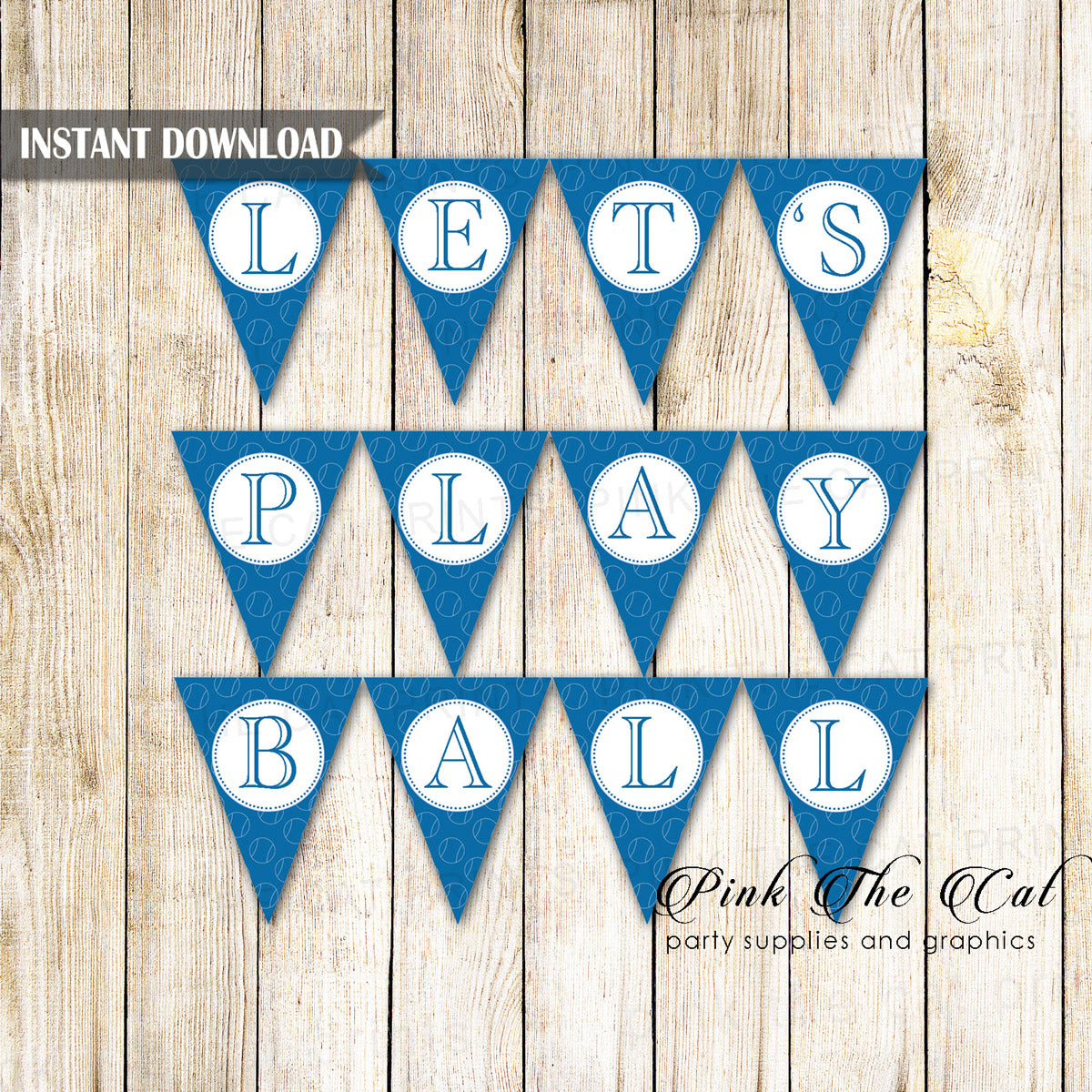 Baseball Flag Banner Blue Lets Play Ball