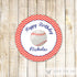 Baseball Favor Label Sticker Gift Tag Baby Shower Boy Birthday Red Blue