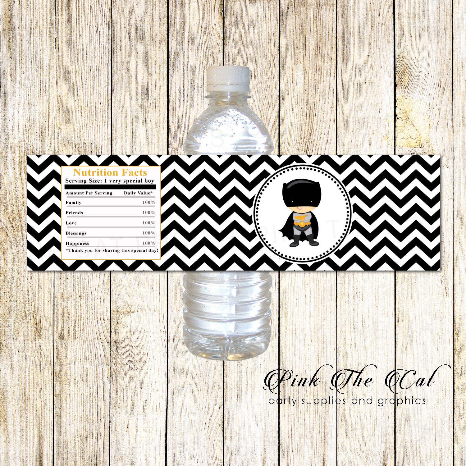 Bottle labels superhero bat birthday baby shower printable