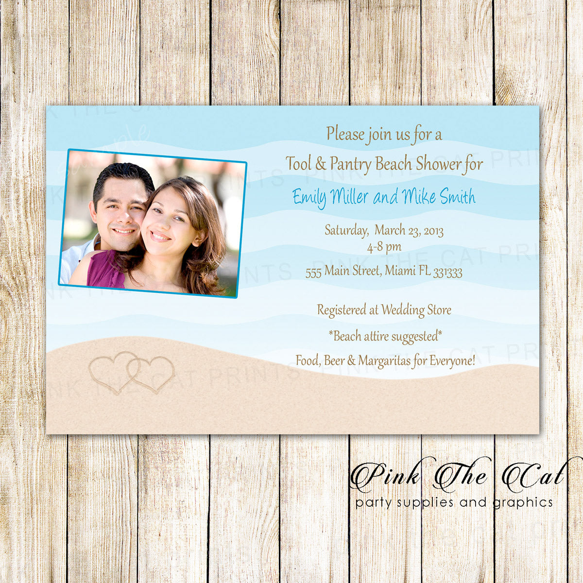 Beach Invitation Photo Card Wedding Bridal Shower