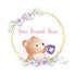 Bear holding mug logo with flowers