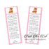 25 Bookmarks Pink Bear Baby Shower