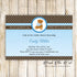 30 bear baby shower invitations blue brown polka dots personalized