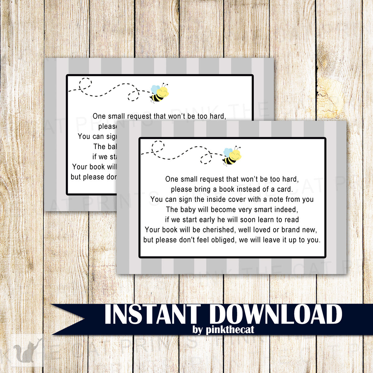 Bring a Book Instead Of a Card Bee Baby Shower Printable