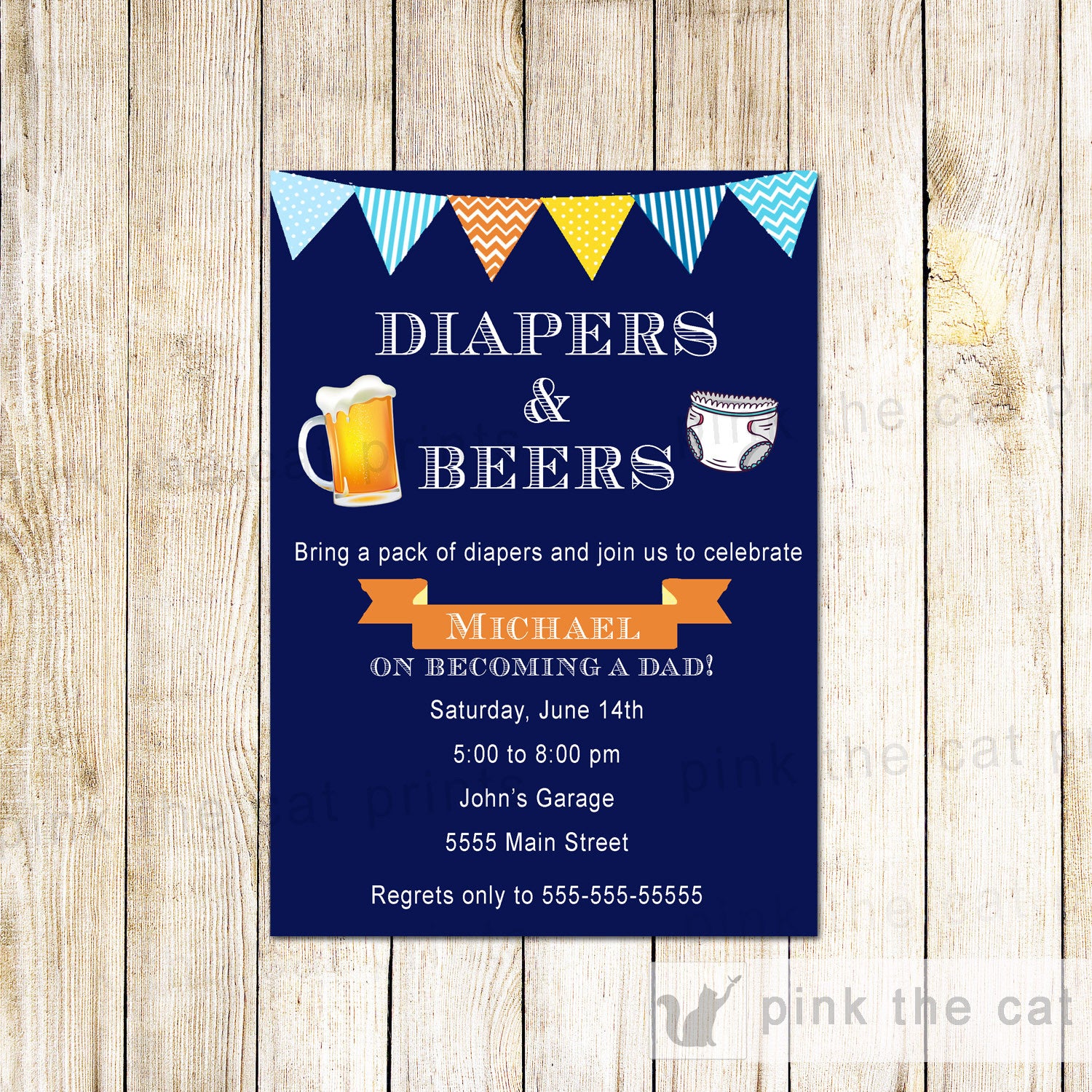 Beer & Diaper Invitation Baby Shower