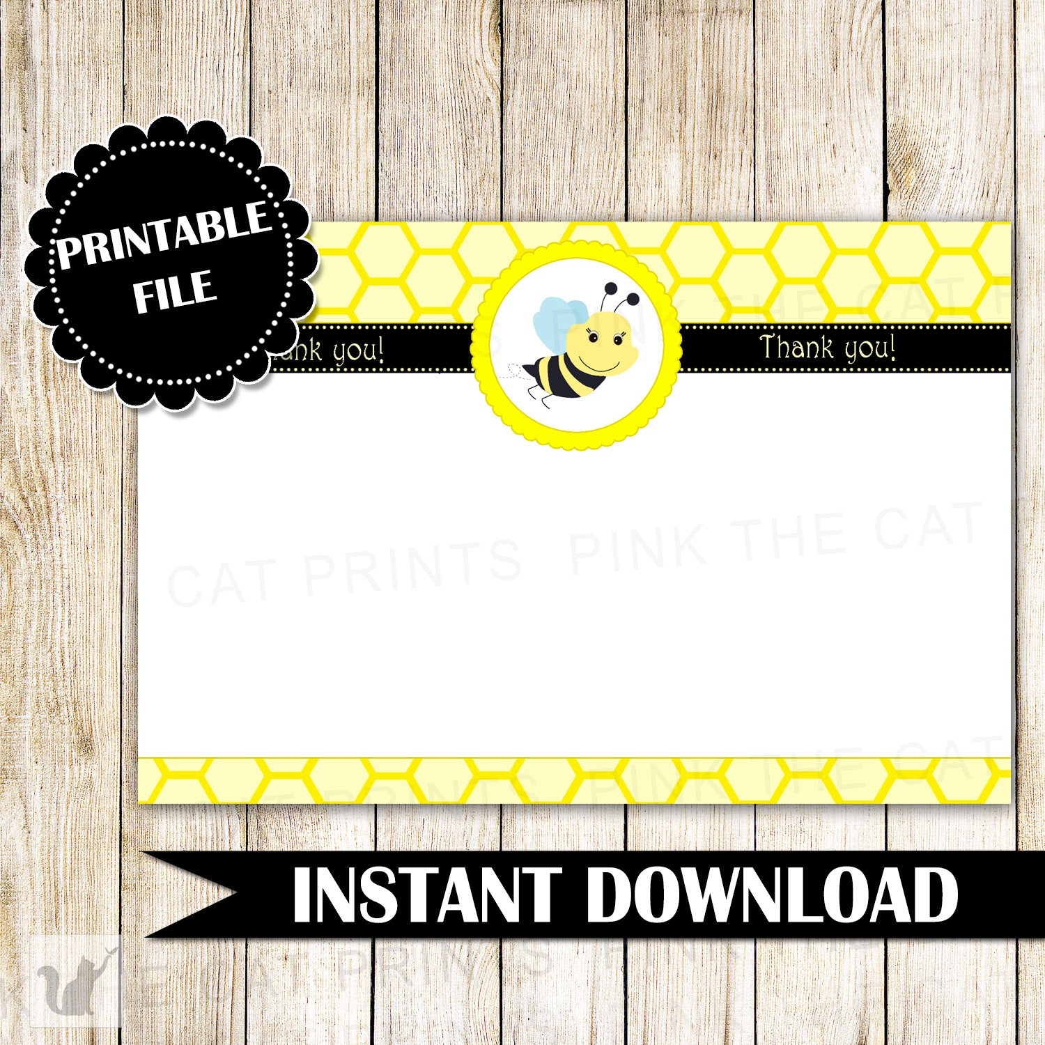 Bee Blank Thank You Card Note Gender Reveal Baby Shower