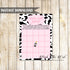 Cowhide bingo card baby girl shower pink black printable