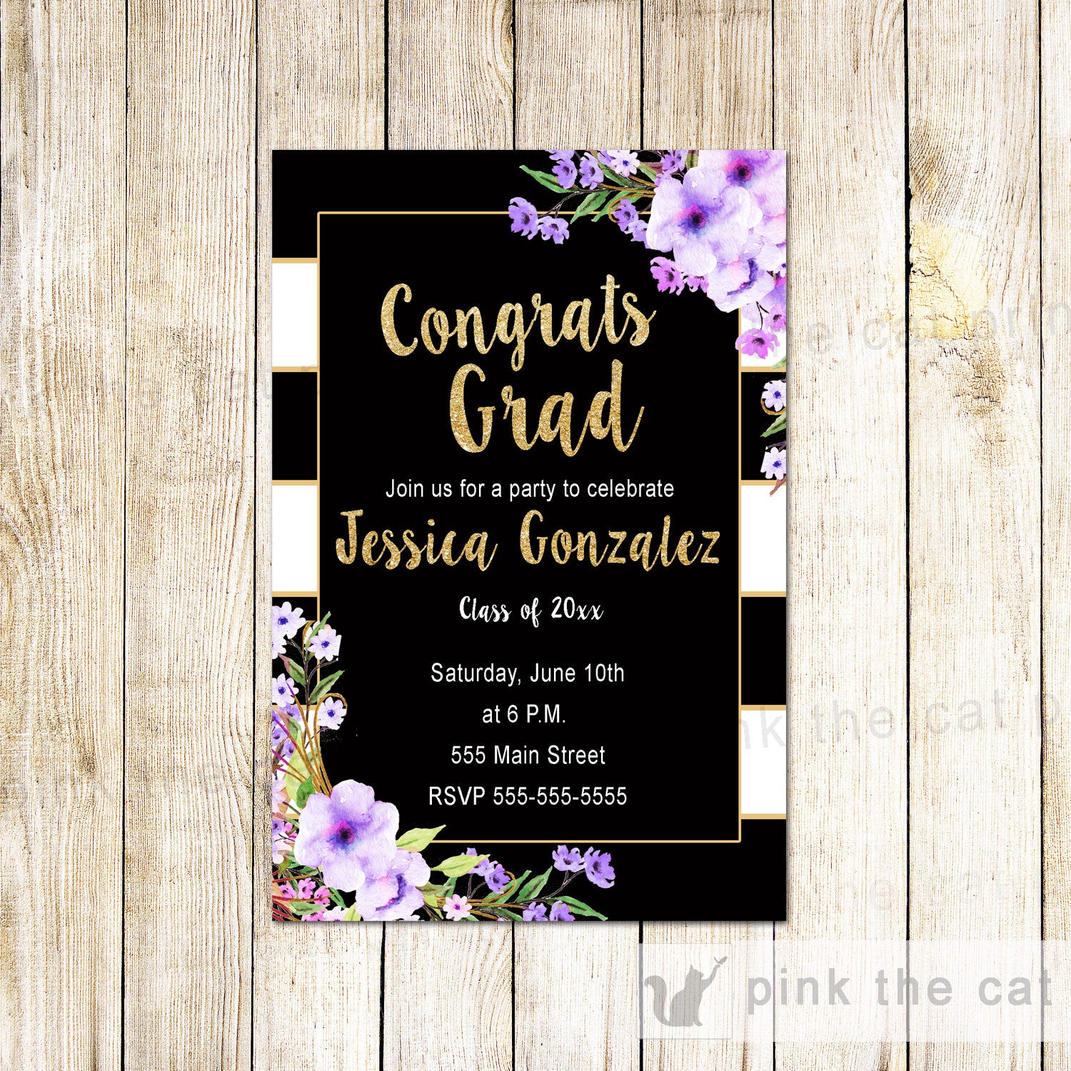Graduation Invitation Party Boho Lavender