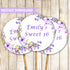 Floral Cupcake Toppers Birthday Sweet 16 Purple Printable