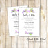 100 Printed Floral Lavender Boho Romantic Wedding Invitations 