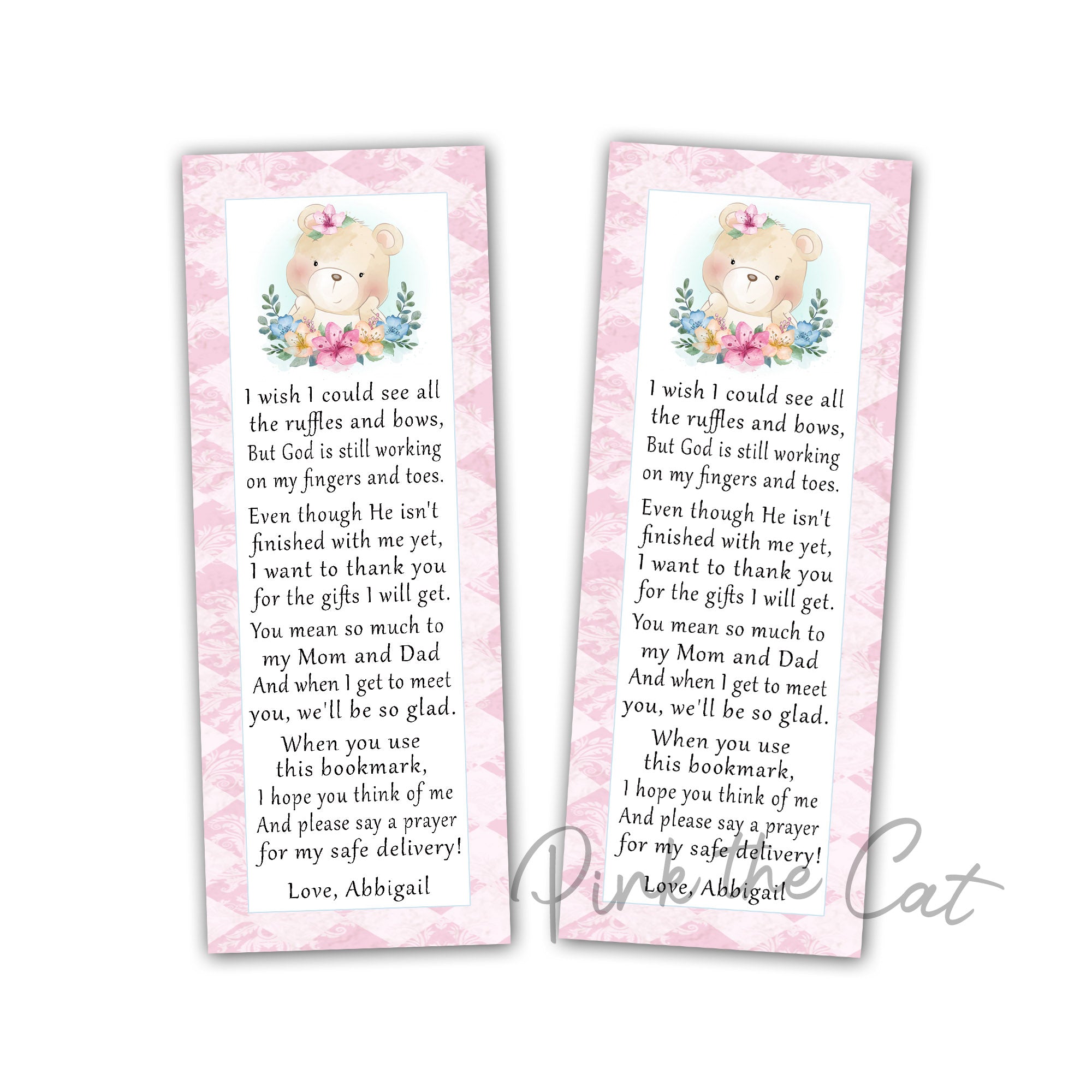 Bear bookmarks floral watercolor
