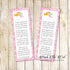 Bookmarks pink fairy baby girl shower printable personalized