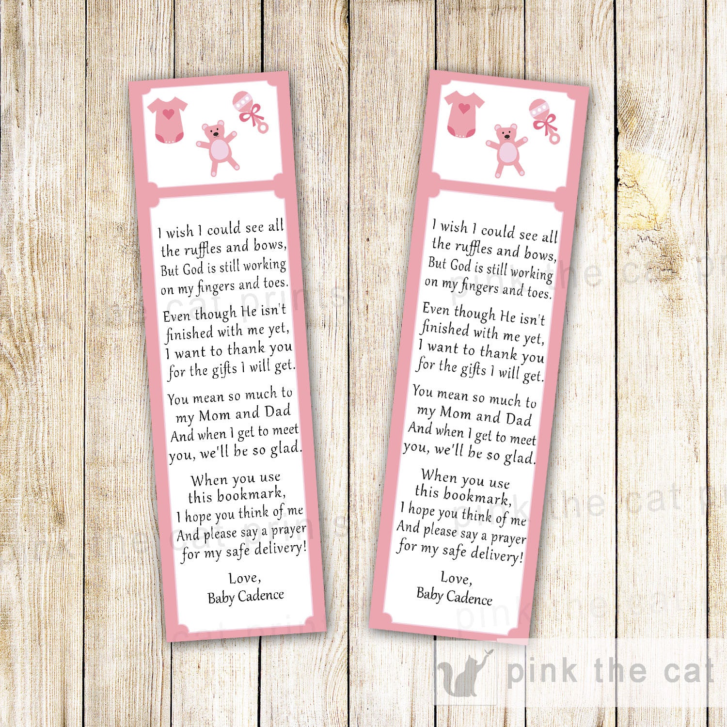 Baby Girl Shower Toys Bear Clothes Bookmark Favor
