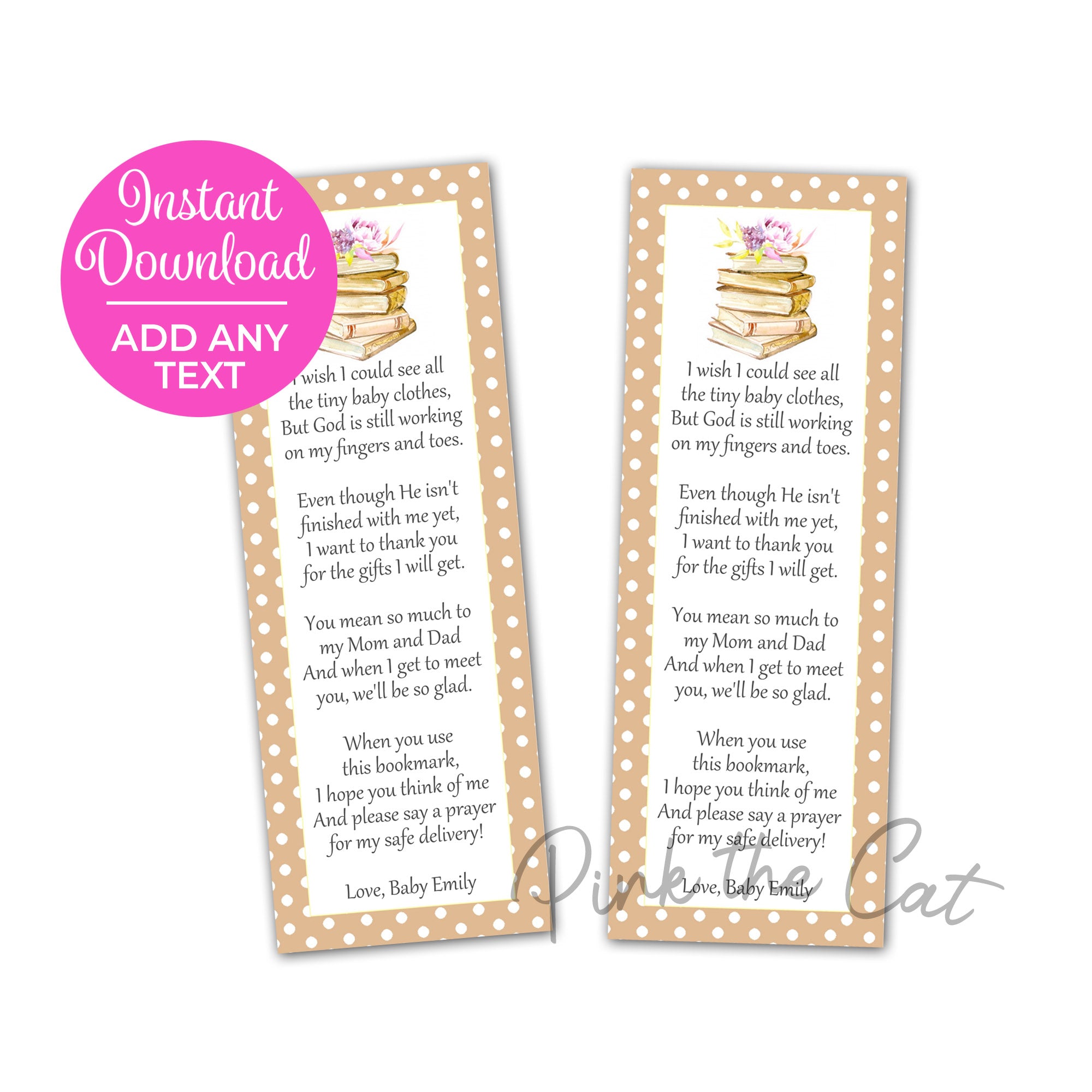 Book stack bookmarks baby shower favors