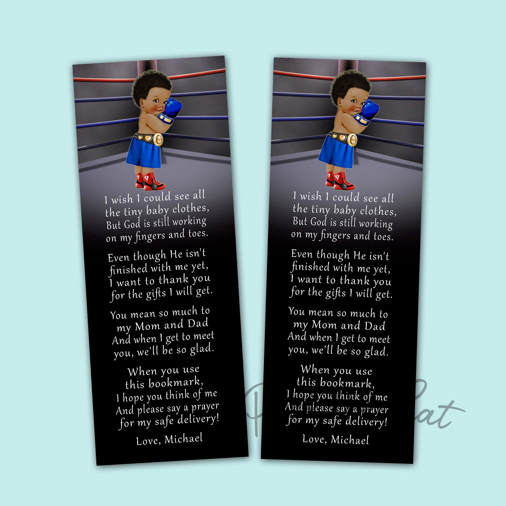 Boxing bookmarks vintage baby shower favors personalized