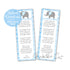 Elephant Bookmarks Boy Baby Shower Favors Blue Gray Printable