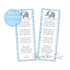 Elephant Bookmarks Boy Baby Shower Favors Blue Gray Printable