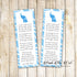25 bookmarks blue elepant baby shower personalized with name