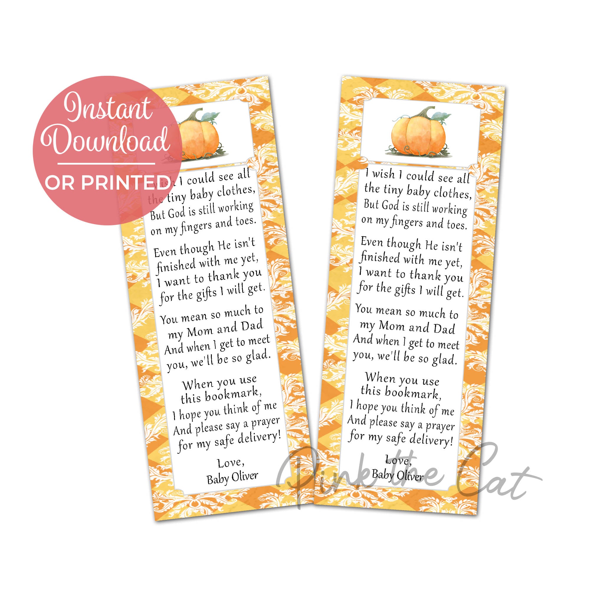 Pumpkin bookmarks orange