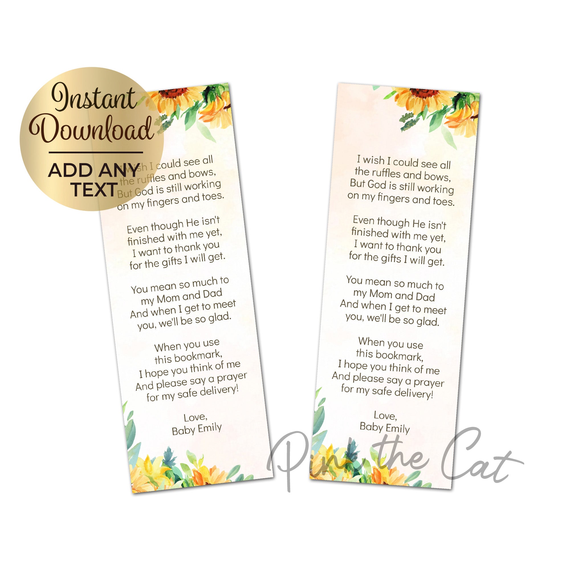 Sunflower bookmark printable