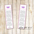 Bookmarks princess baby shower favor purple pink printable